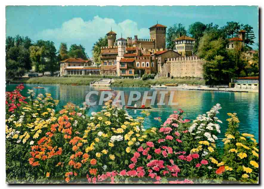 CPM Torino Le fleuve Po et le village medievale 