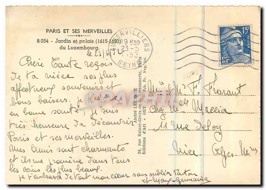 CPA Paris et ses Merveilles Jardin et palais du Luxembourg  — Verso