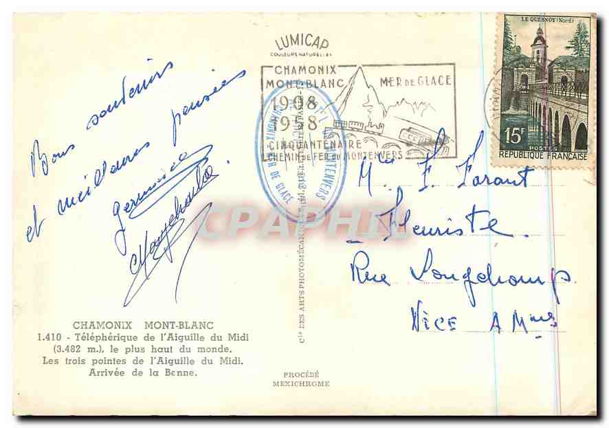 Les trois pointes de l'Aiguille du Midi — Chamonix Mont-Blanc — éditeur IRIS — Rückseite