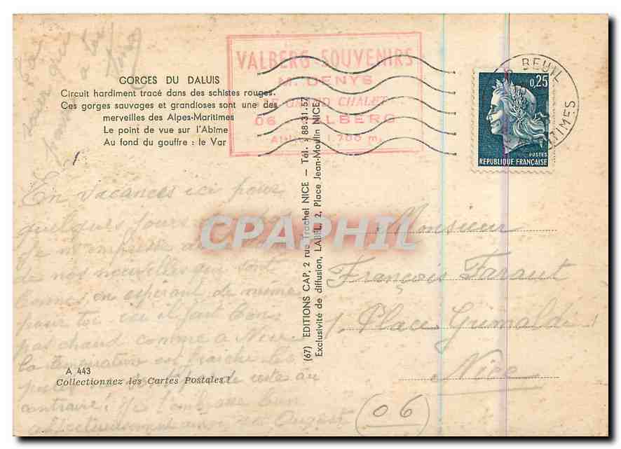 CPA Gorges du Daluis Circuit hardiment trace dans des schistee rouges  — Verso
