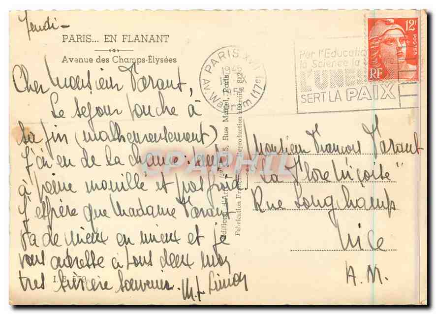 CPA Paris en Flanant Avenue des Champs Elysees  — Rückseite