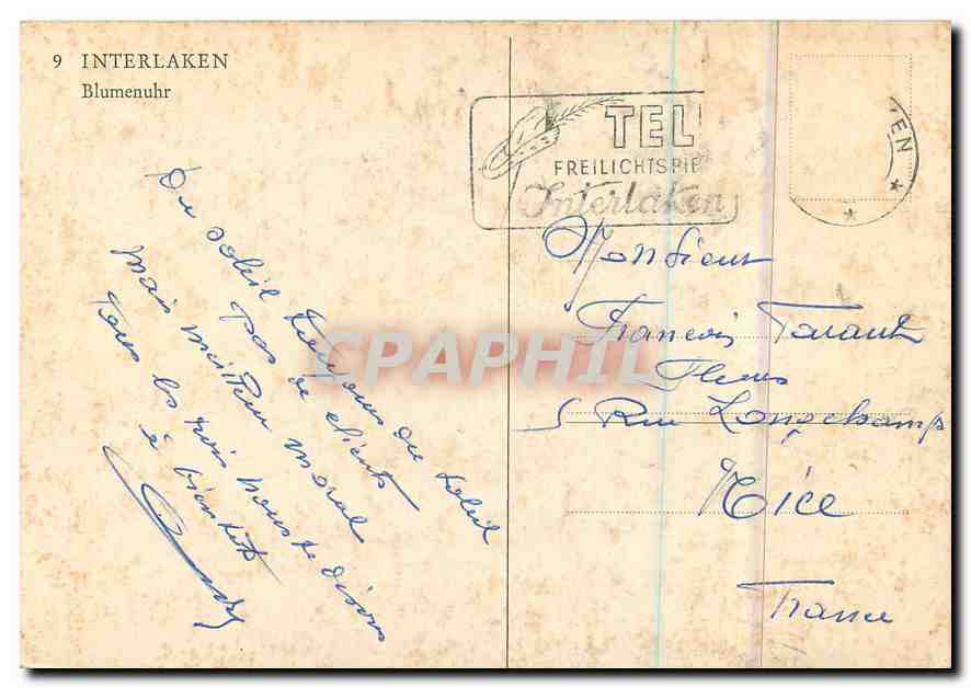 CPA Interlaken Blmenuhr  — Back