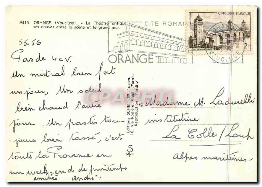 CPM Orange Vaucluse Le Theatre antique ses douves  — Rückseite