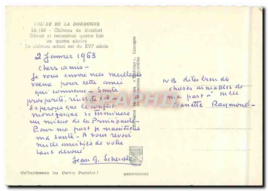 Château de Montfort — Vallée de la Dordogne — Éditeur IRIS, n° 24/168 — Verso