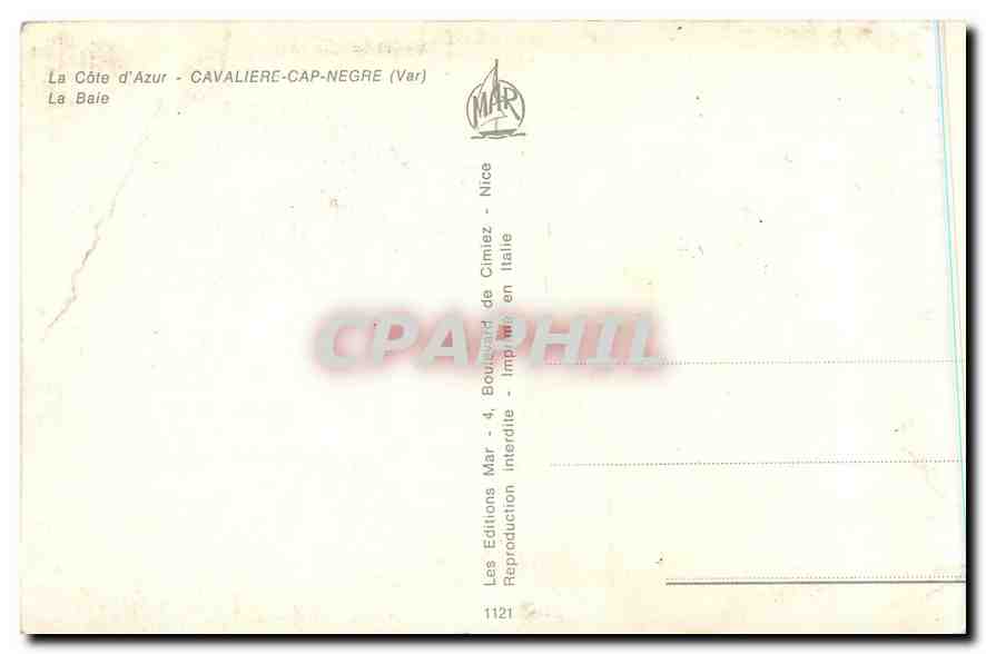 CPM La Cote d'Azur Cavaliere Cap Negre Var La Baie  — Rückseite