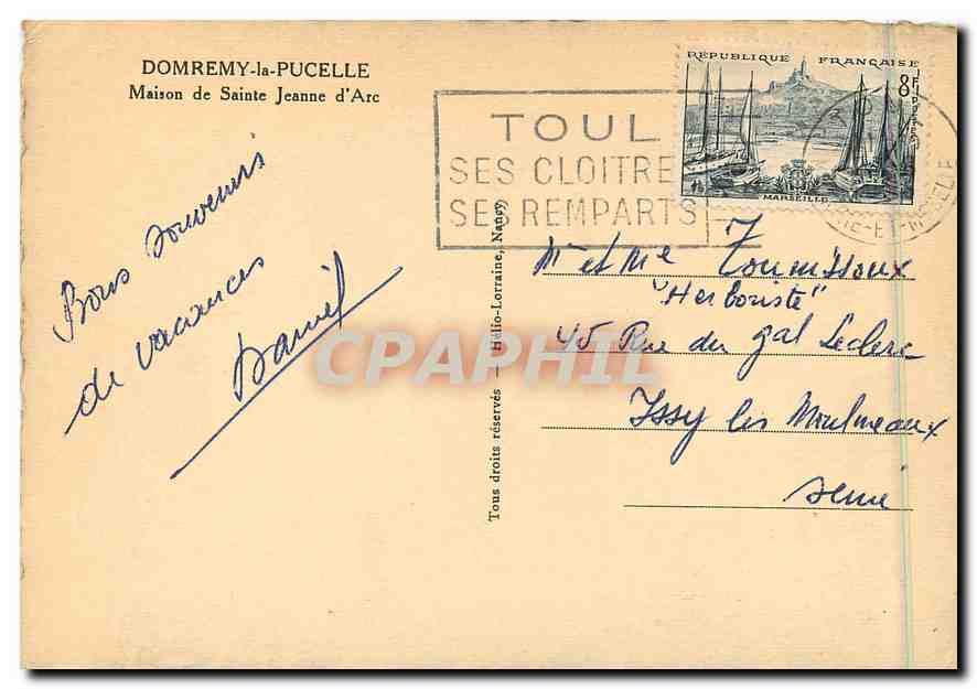 CPM Domremy la Pucelle Maison des Sainte Jeanne d'Arc  — Rückseite