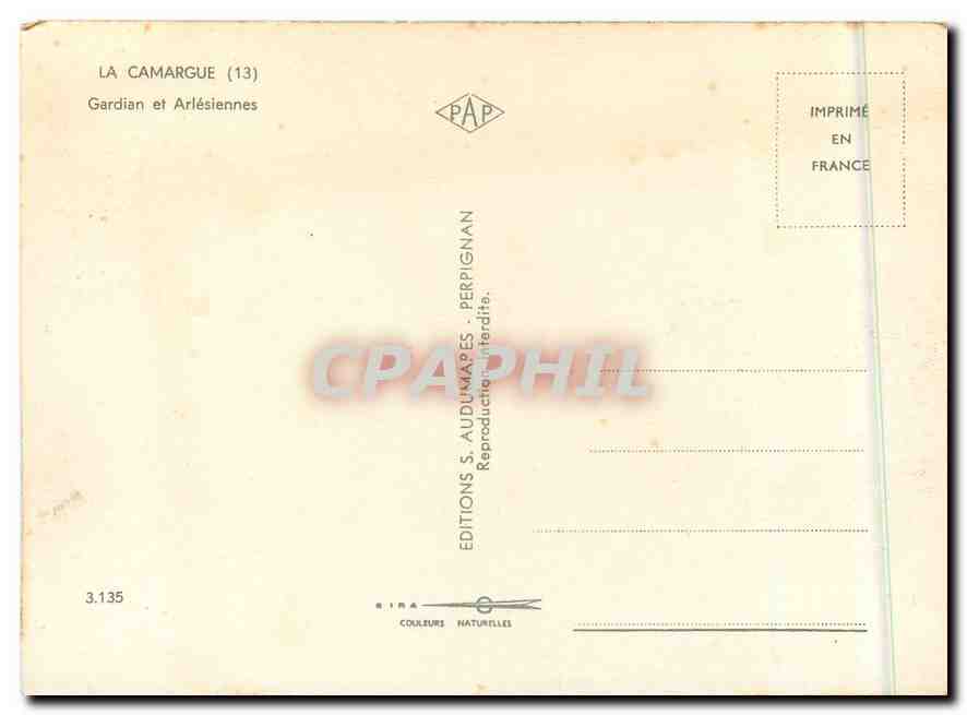 CPM La Camargue Gardian et Arlesienne  — Verso