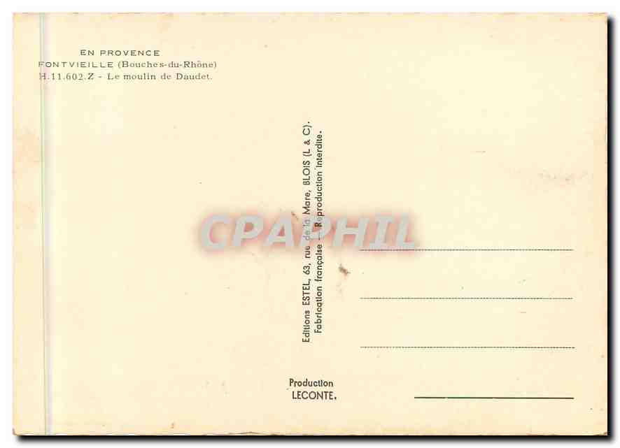 CPM En Provence Fontviellle Bouches du Rhone  — Verso