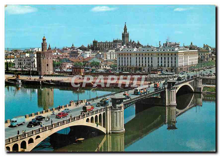 CPM Sevilla Puente de San Telmo y vista parcial 