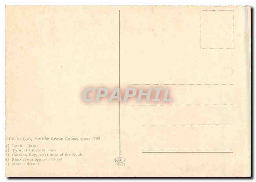 CPM Gibraltar British Crown Colony since 1794 Singe  — Rückseite