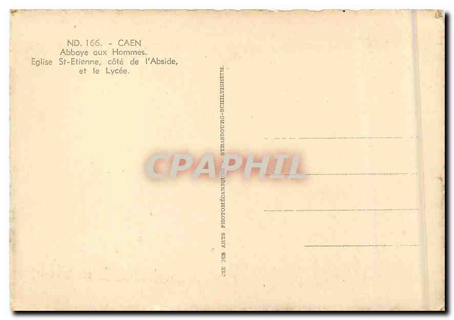 CPM Caen Abbaye aux Hommes Eglise St Etienne cote de l'Abside et le Lycee  — Verso