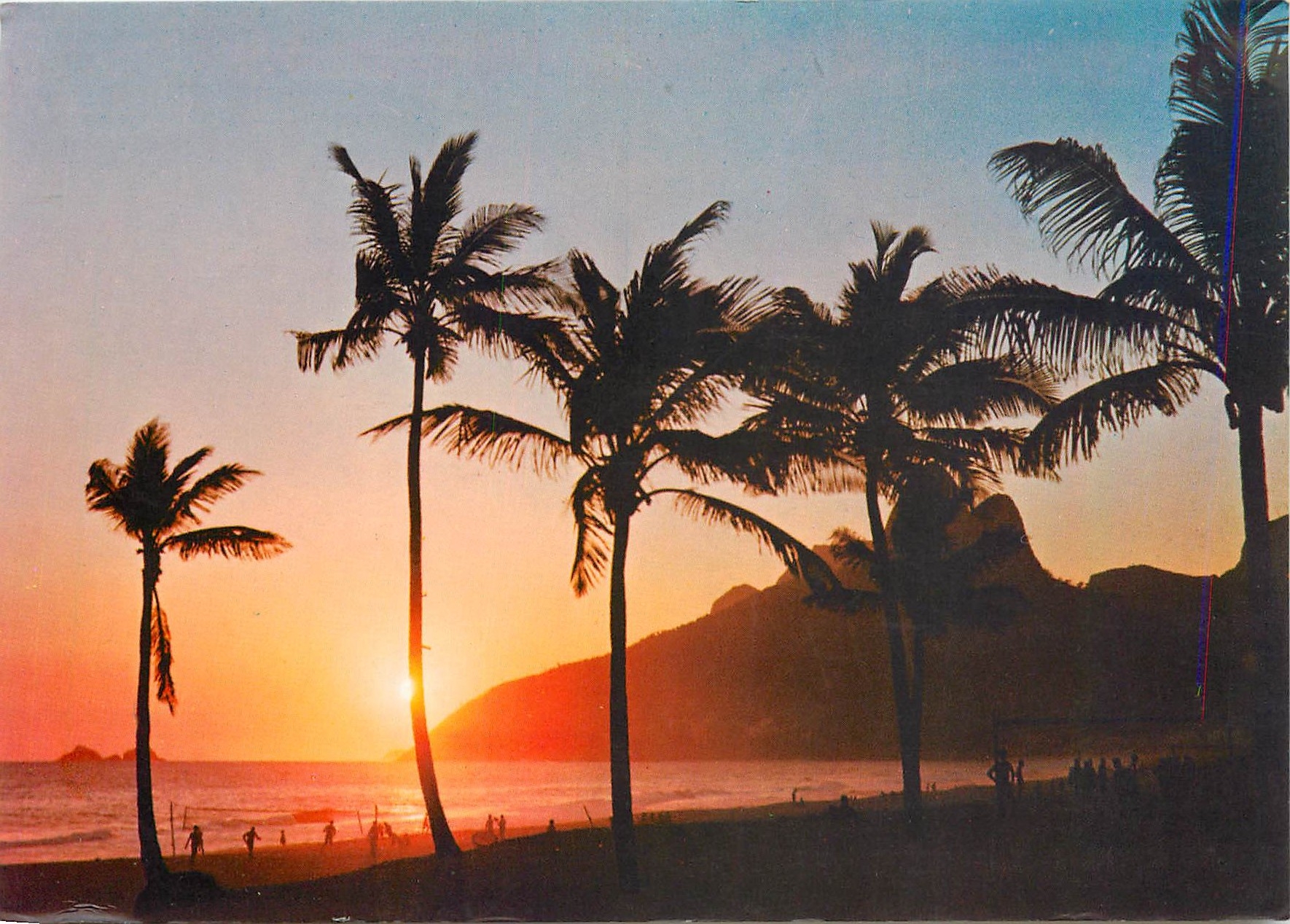 CPM Brasil Turistico Rio de Janeiro Por do sol na Praia de Lebion 