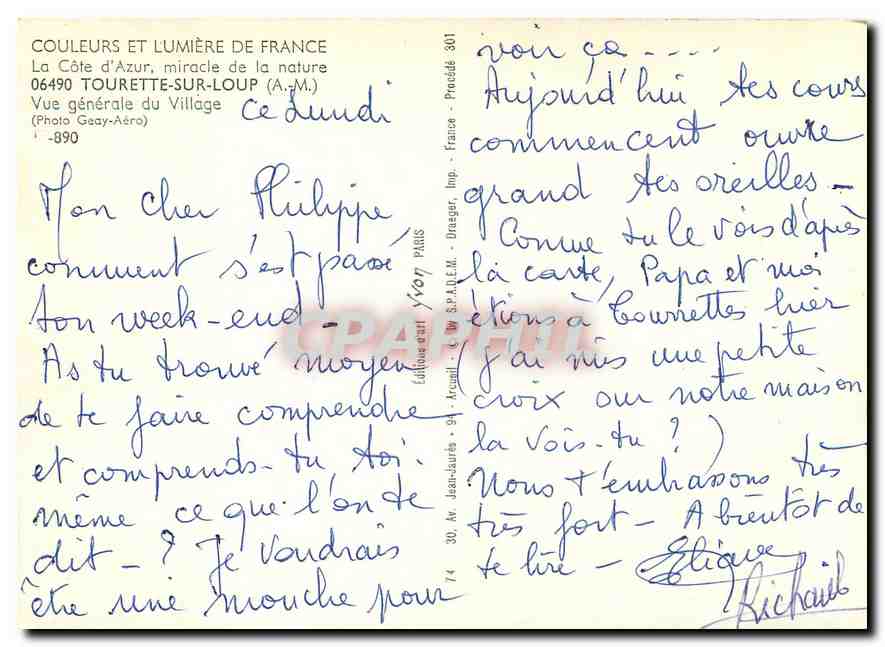 CPM Tourette sur Loup AM Vue generale du Village  — Back