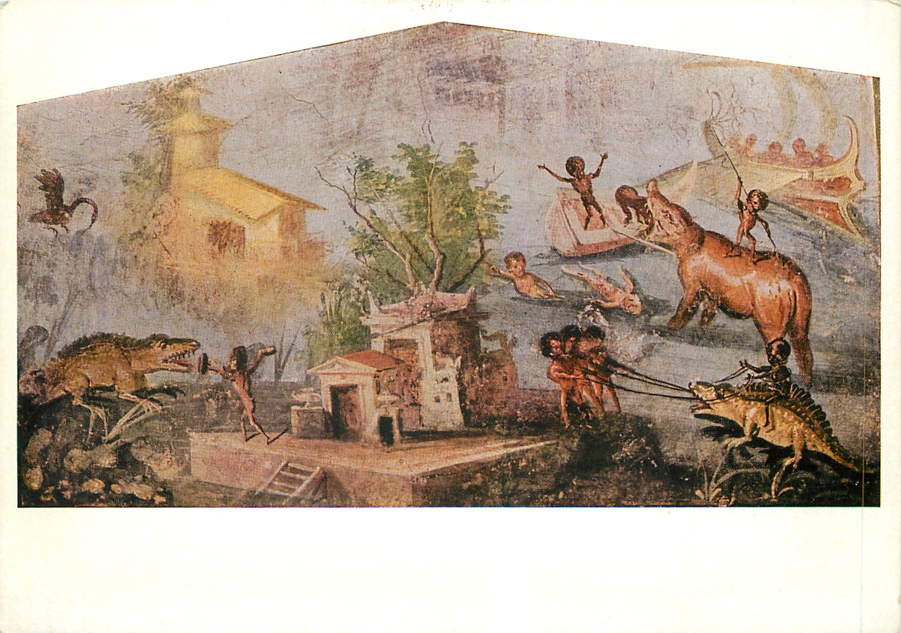 CPM Pittura Romana Paesaggio nilotico Napoli Musee Nazionale 
