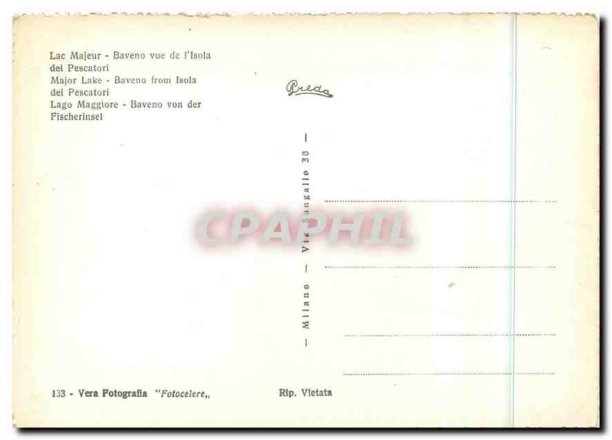 CPM Lago Maggiore Baveno von der Fischerinsel  — Rückseite