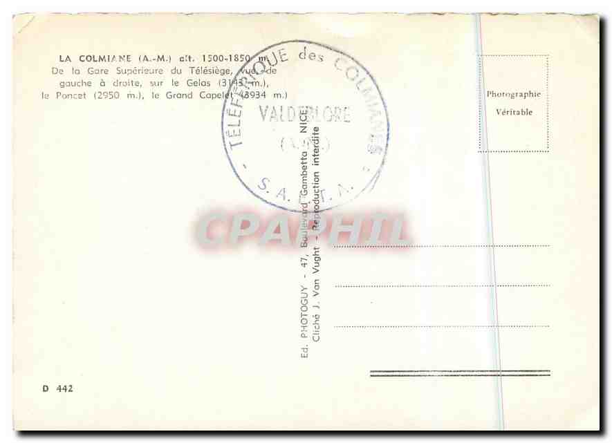CPM La Colmaiane AM de la Gare Superieure du Telesiege  — Rückseite