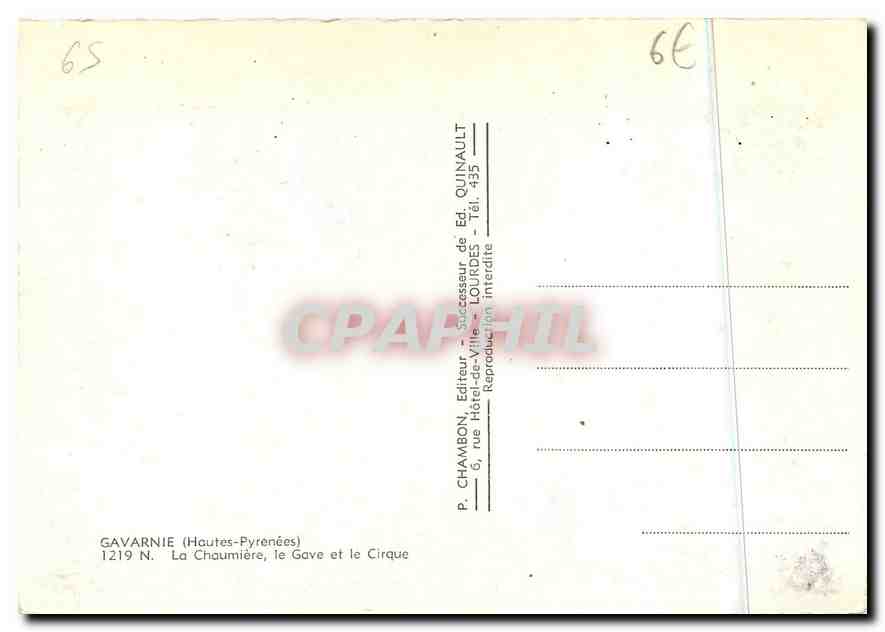 CPM Gavarnie Hautes Pyrenees La Chaumiere le Gave et le Cirque  — Verso