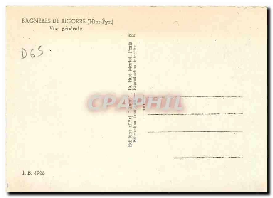 CPM Bagneres de Bigorre Htes Pyr Vue generale  — Verso