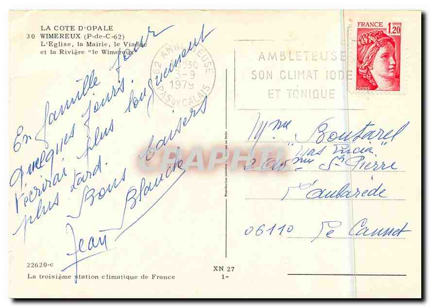 CPM La Cote d'Opale Wimereux P de C l'Eglise  — Rückseite