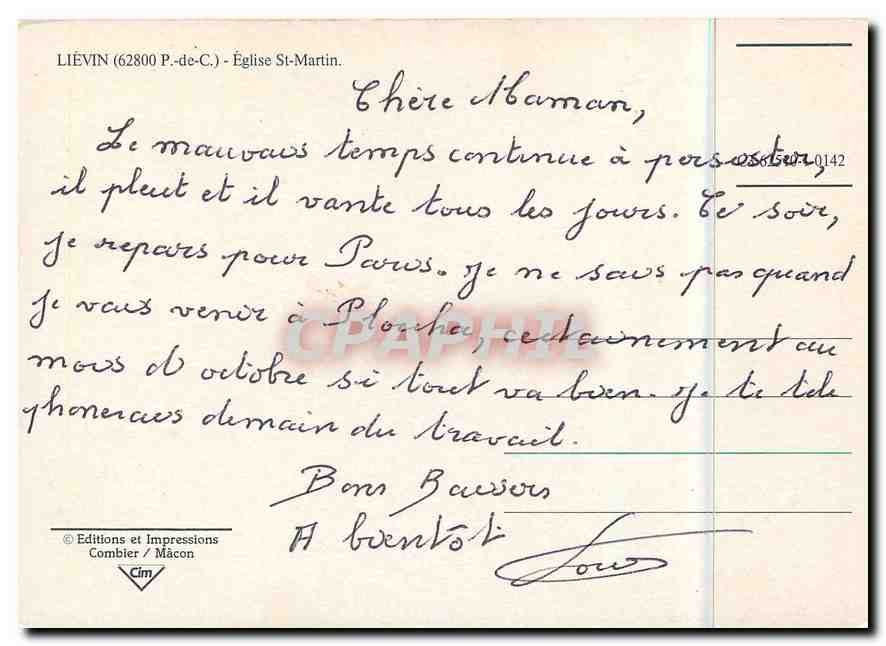 CPM Lievin P de C Eglise St Martin  — Rückseite