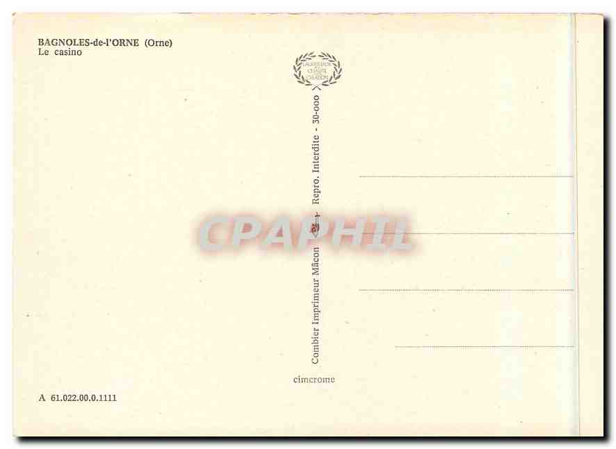 CPM Bagnoles de l'Orne Orne Le Casino  — Rückseite