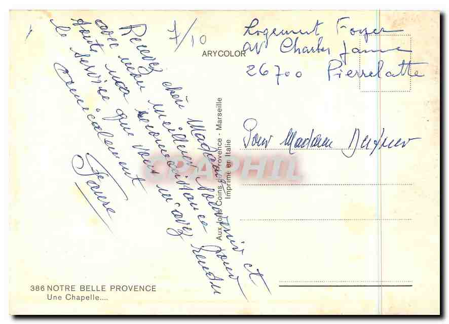 CPM Notre Belle Provence Une chapelle — Verso