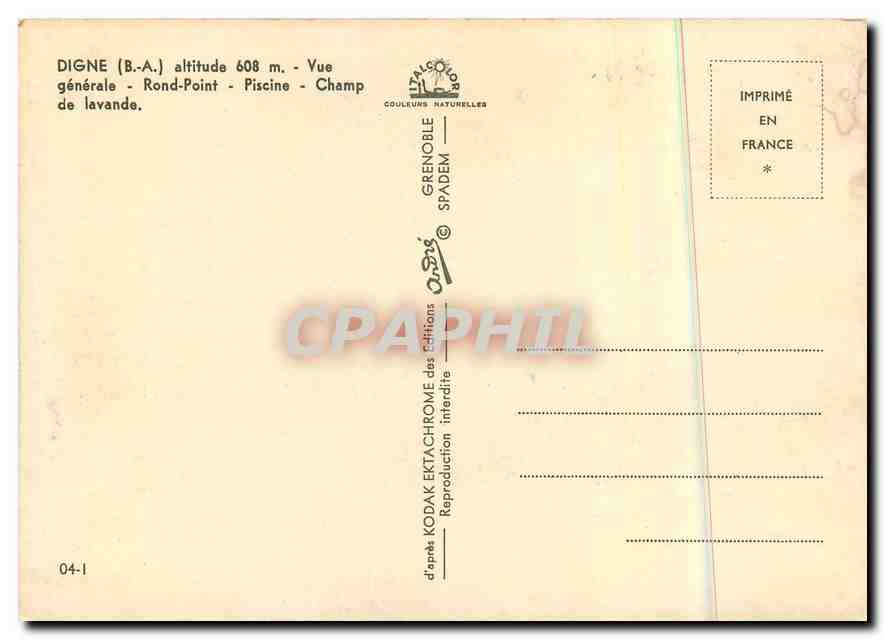 CPM Digne (B A) alt 608 m vue generale Rond point Piscine champ de lavande — Back