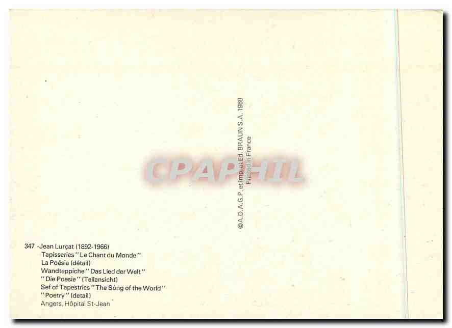 CPM Jean Lurcat (1892 1966) Tapisserie lef Chant du Monde La Poesie — Rückseite