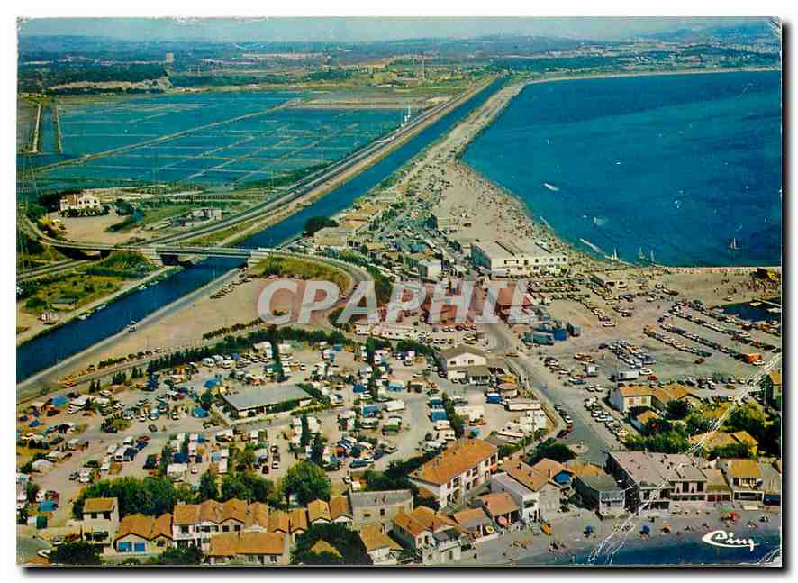 CPM Fos sur Mer (B du Rh) Camping l'Estagnon vue generale aerienne et la plage