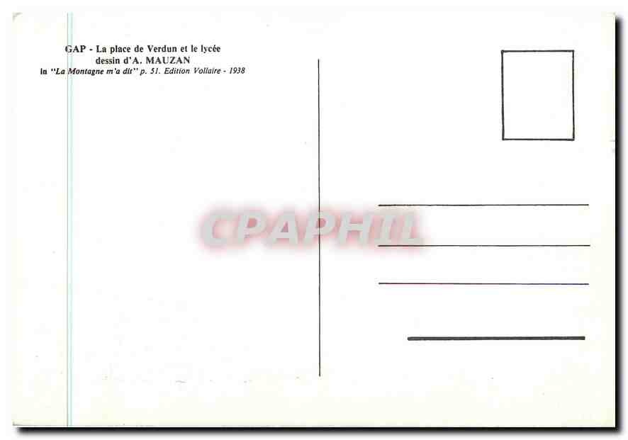 CPM La place de verdum et le lycee dessin d'A Mauzan — Rückseite