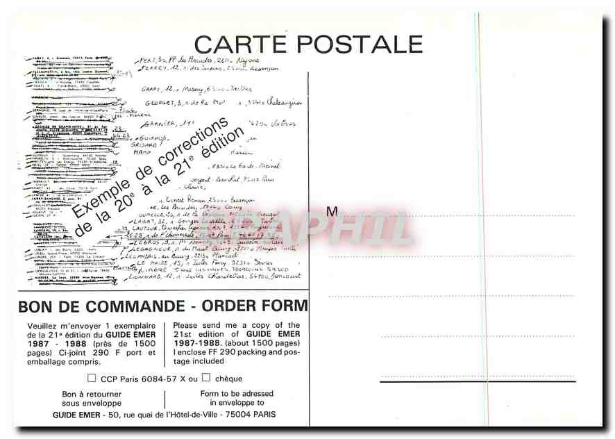 CPM Guide Emer France Europe 1987 1988 — Rückseite