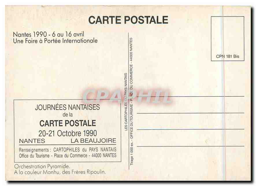 CPM Nantes 1990 6 au 16 avril Une foire a portee Internationals — Verso