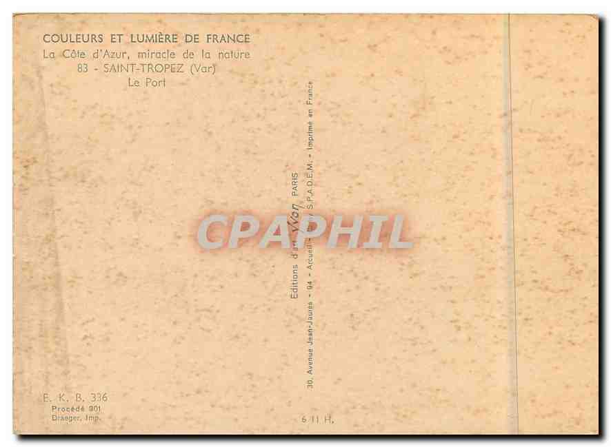 CPM Couleurs et Lumiere de France La Cote d'Azur miracle de la natue Saint Tropez (Var) le port — Rückseite