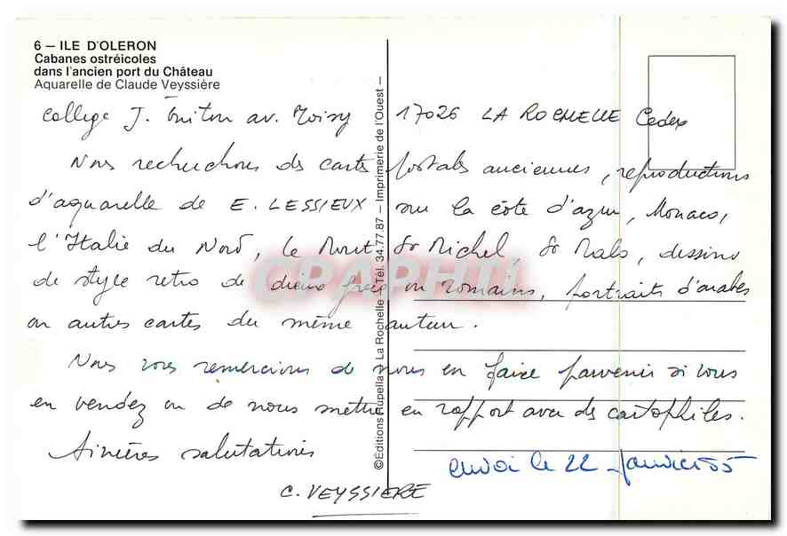 CPM Ile d'Oleron cabannes Ostreicoles dans l'ancien port du chateau — Back