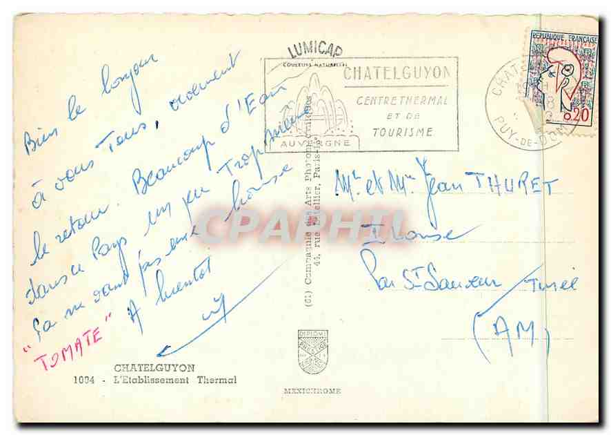 CPM Chatelguyon l'Etablissement Thermal — Rückseite