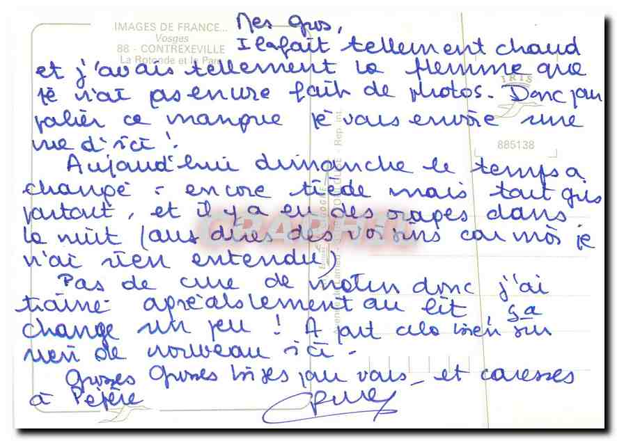 CPM Images de France Vosges Contrexeville le Parc — Rückseite