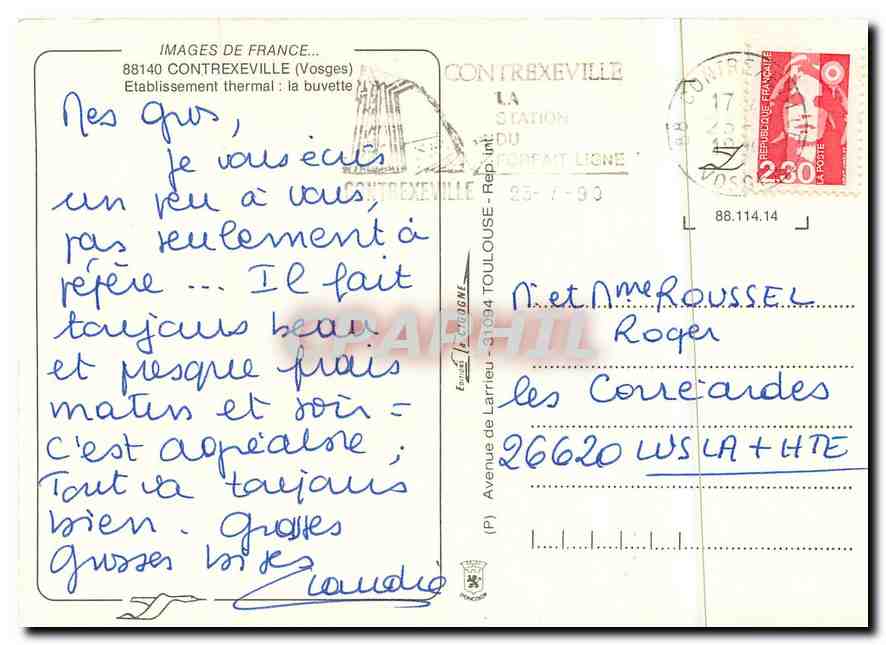 CPM Images de France Vosges Contrexeville Etablissement thermal la buvette — Verso