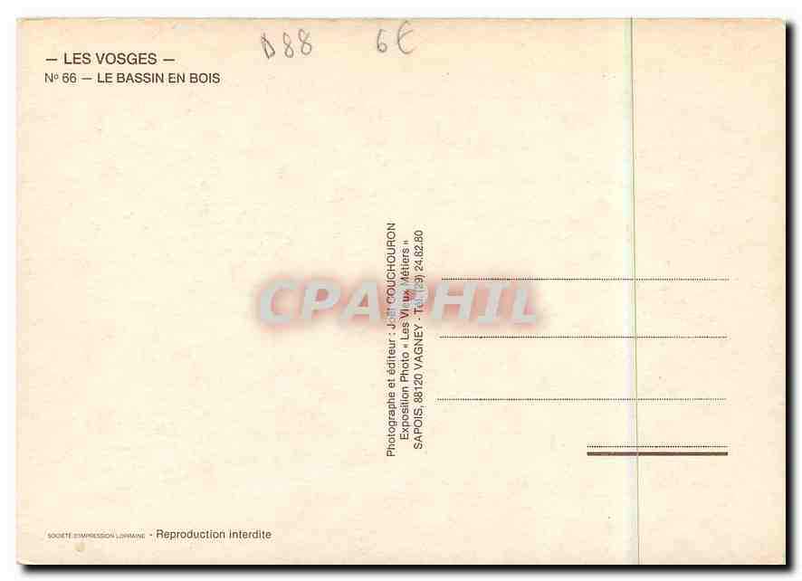 CPM Les Vosges Le Bassin en Bois — Rückseite