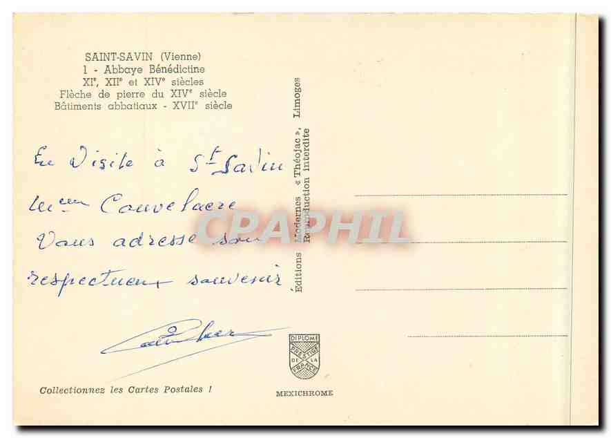 CPM Saint Savin (Vienne) Abbaye Benedictine XIe XIIe et XIVe s batiments abbatiaux XVIIe s — Back