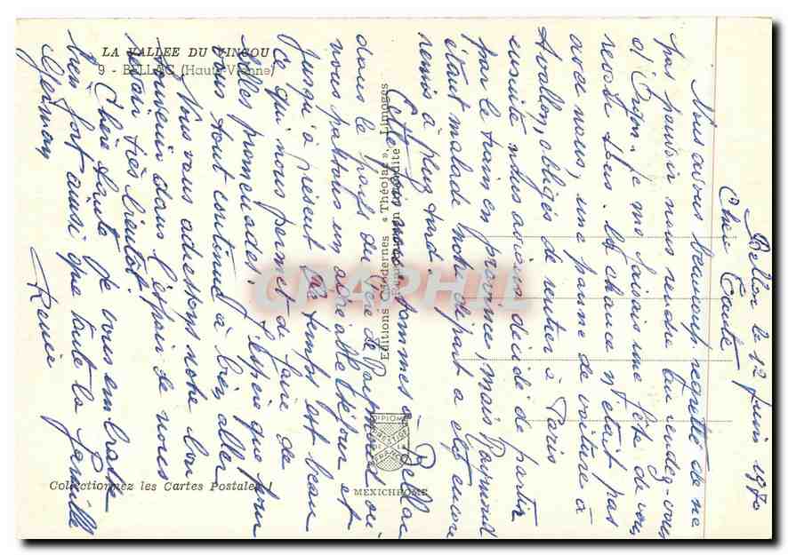 CPM La Vallee du Vingou Bellac (Haute Vienne) — Back