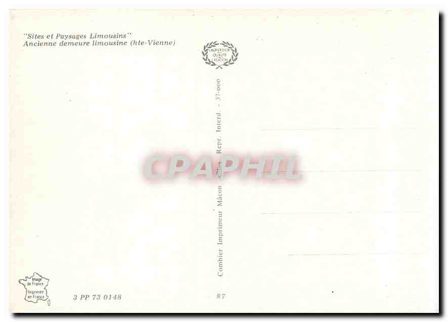 CPM Sites et Paysages Limousins ancienne demeure Limousine (Hte Vienne) — Back