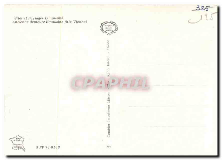 CPM Sites et Paysages Limousins Ancienne demeure limousine (Hte vienne) — Back