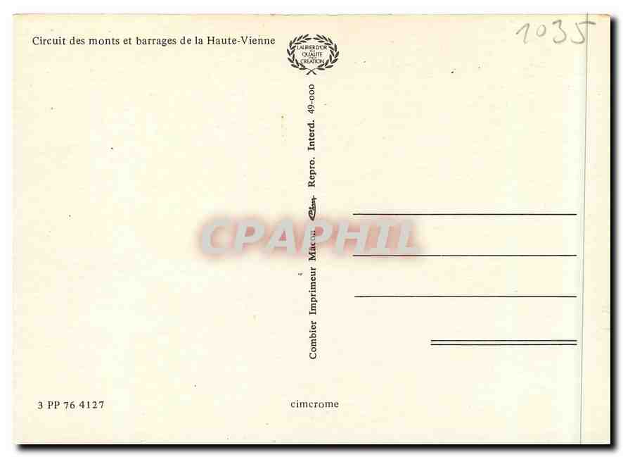 CPM Circuit des monts et barrages de la haute Vienne — Back