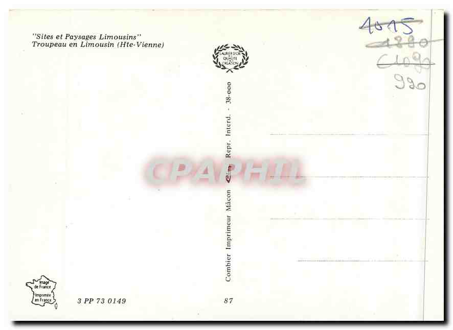 CPM Sites et Paysages Limousins Troupeau en Limousin (Hte vienne) — Back