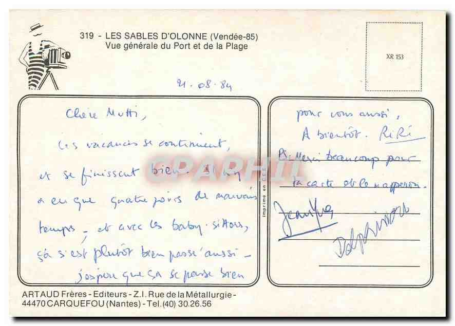 CPM LLes Sables d'Olonne (Vendee) Vue generale du port et de la plage — Rückseite