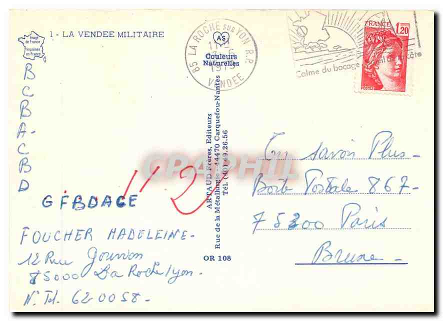 CPM La Vendee Militaire De la Rochejaquelin Cathelineau Stoflet De Bonchamps De Lescure De Charrette — Back