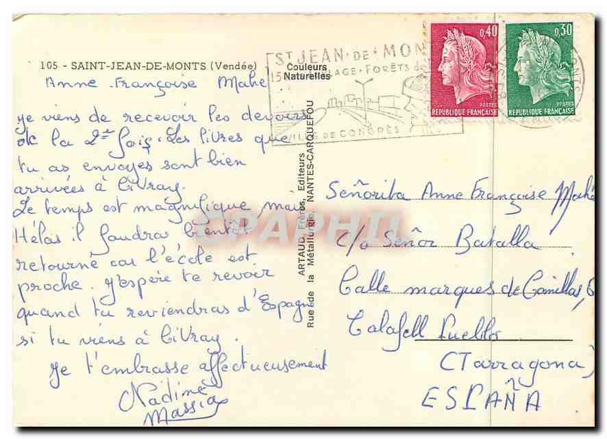 CPM Saint Jean de Monts (Vendee) — Back