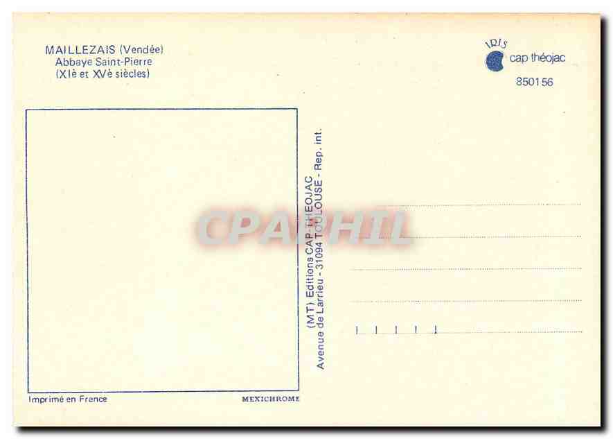 CPM Maillezais (Vendee) Abbaye Saint Pierre (XIe et XVe s) — Back