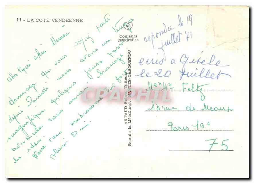 CPM La Cote Vendeen — Rückseite