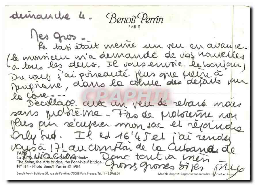 CPM Paris La Seine le port — Rückseite